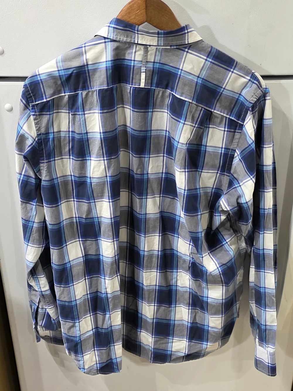 Banana Republic Blue and White Plaid Button-Up Shirt